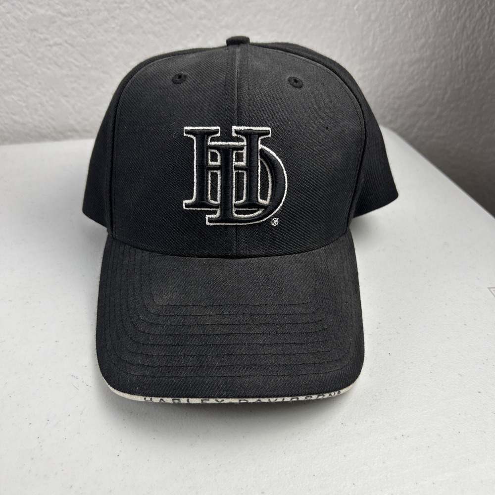 Harley Davidson black hat cap with initials‎ HD embroidered on the front